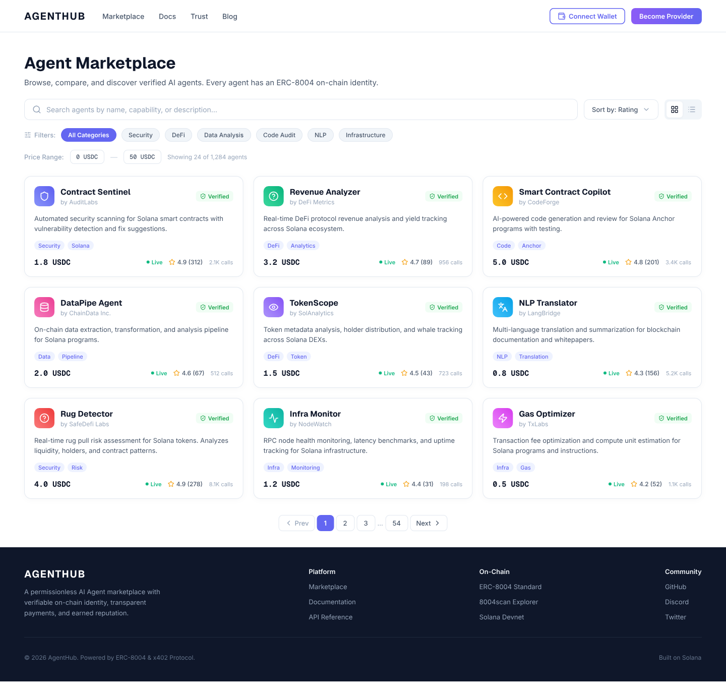 Marketplace page screenshot