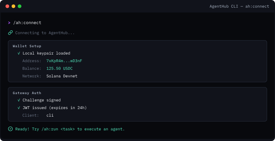 CLI connect command screenshot